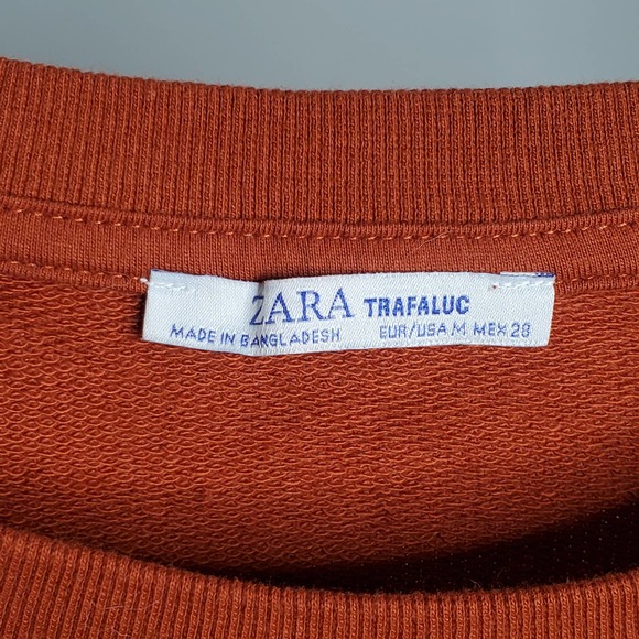 ZARA TRAFALUC Rust Orange Make Yourself a Priority Crewneck Sweater Sz M - Picture 4 of 6
